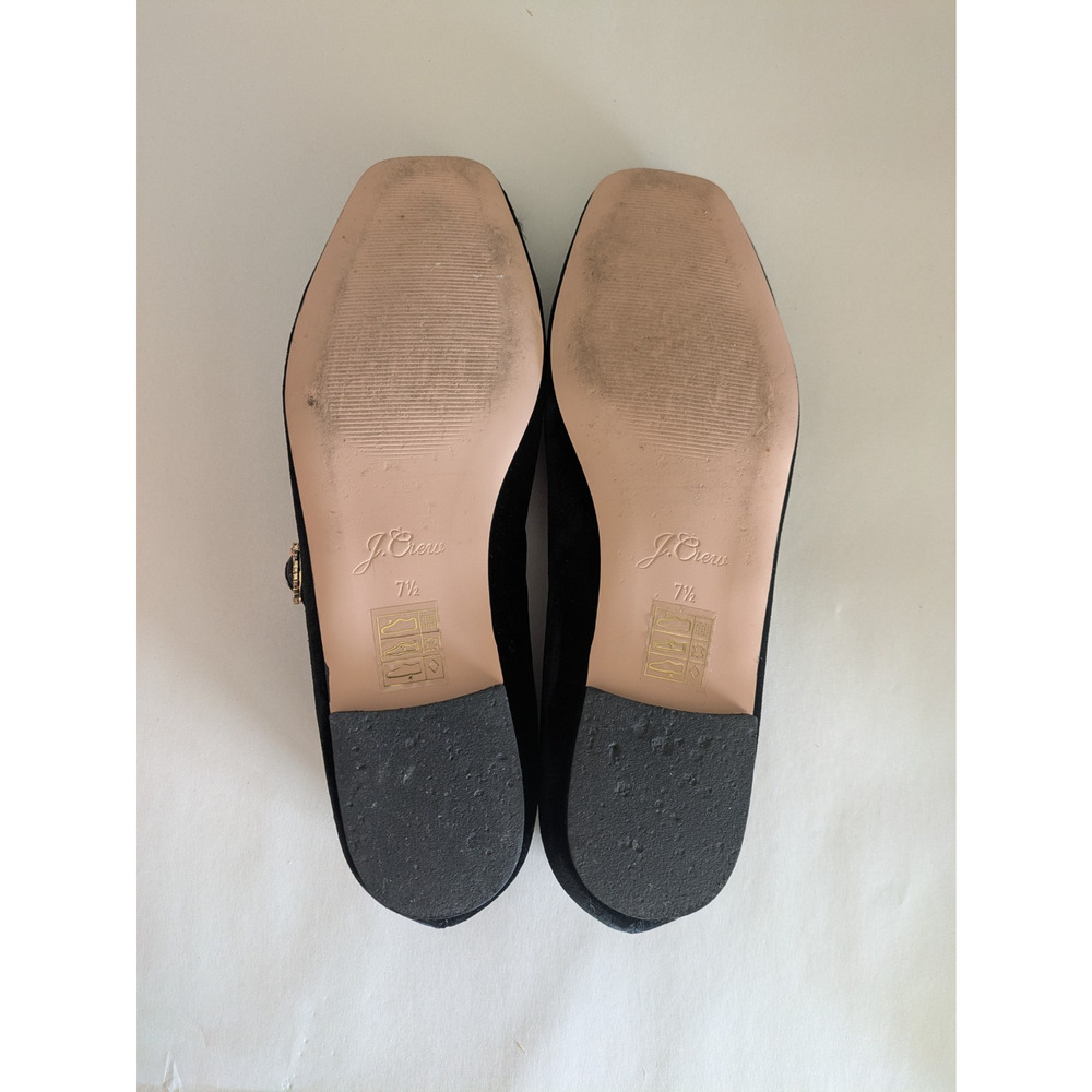 J Crew Anya Mary Jane Flats in Black Velvet Size 7.5 Ballet Buckle Square Toe - Picture 6 of 10
